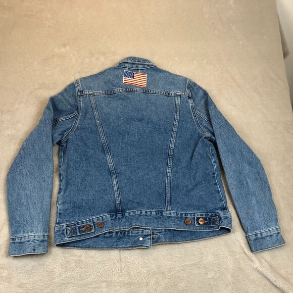 Wrangler Icons Denim Jacket Womens Medium Blue Medium Wash Y2K Casual 124WJ - Picture 15 of 16